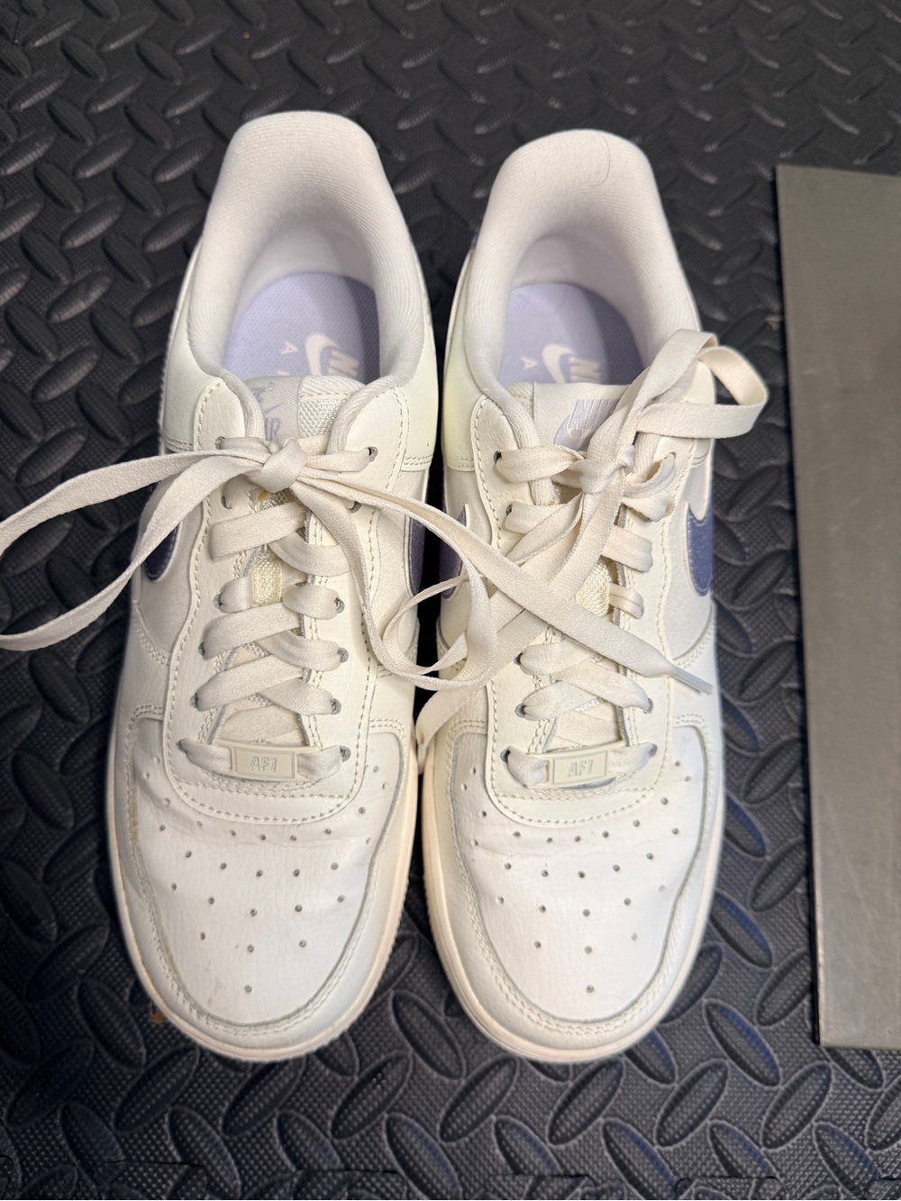 Nike Women’s Air Force Ones with lavender swoosh